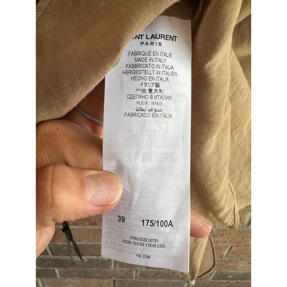 Saint Laurent Paris Voile Vintage Beige Button Down Size 39 (15.5) - Picture 5 of 9